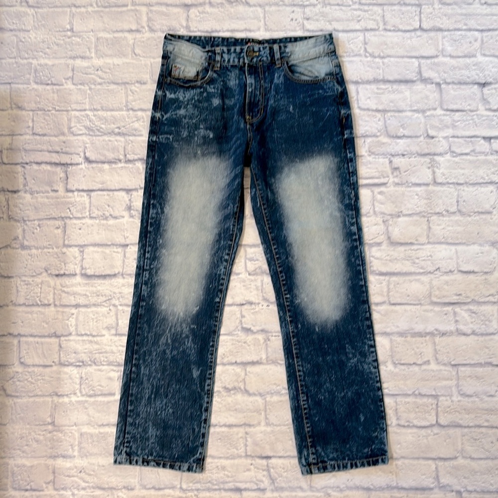 South Pole Straight Leg Jeans Acid Wash 100% Cotton Blue Denim Men’s 34 X 32